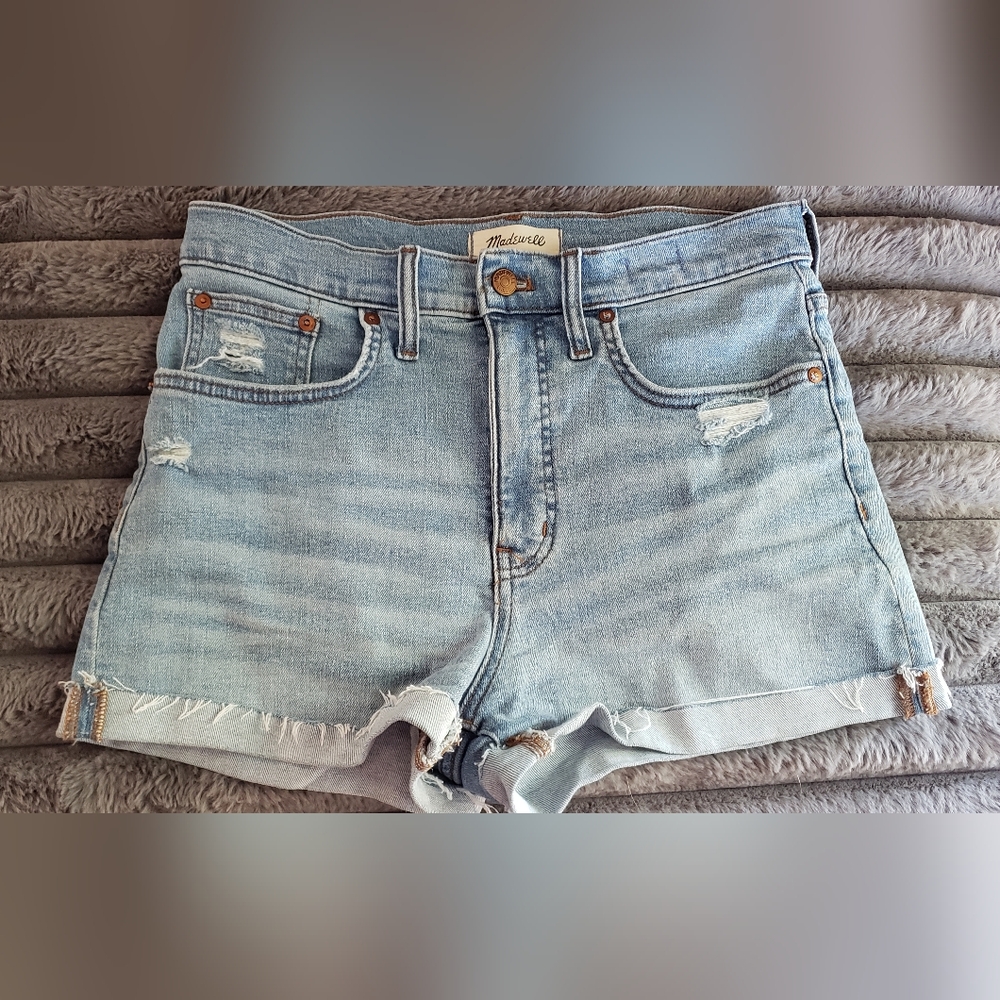 Madewell High Rise Light Wash Denim Shorts Size 28